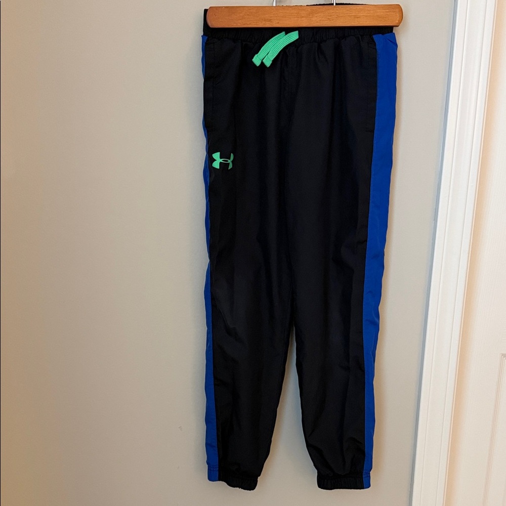 Under Armour Kids Black Joggers with Blue and Green Accents